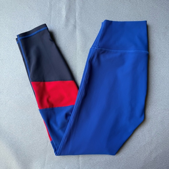 Wilo Pants - WILO Ribbed High Rise Leggings Blue Red Grey Women’s M
